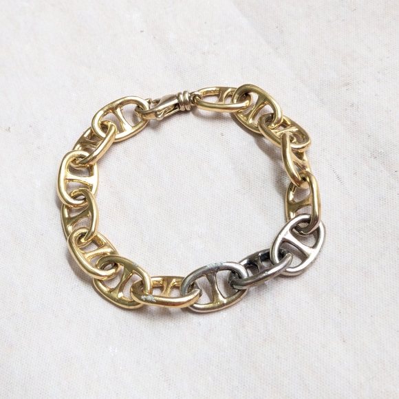 Sterling Silver Bracelet Anchor Mariner Gold Plated Vermeil 7.25